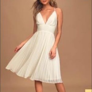 Cream Pleaded MIDI Dress - lulus